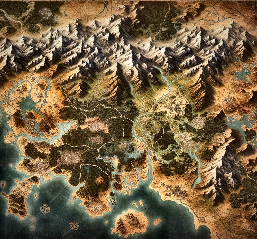 Mapa do continente de Aksar